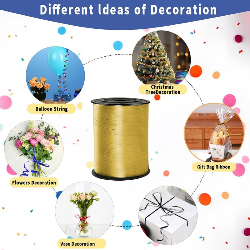WFAUIBR 500 Yard Gold Curling Ribbon,Ribbon for Balloons Gold Ribbon Wrapping for Presents，Curling Ribbon for Gift Wrapping， for Balloon String ，Parties, Baby Shower,Crafts wrap - Image 5